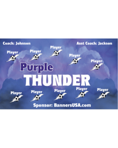 Purple Thunder Soccer 13oz Vinyl Team Banner E-Z Order