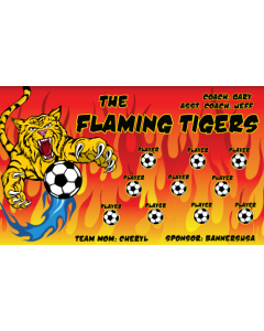 Flaming Tigers Soccer 13oz Vinyl Team Banner E-Z Order