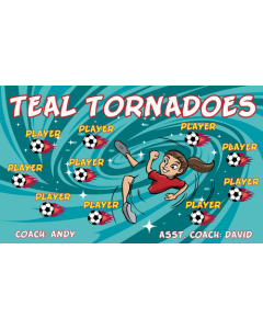 Teal Tornadoes Soccer 13oz Vinyl Team Banner E-Z Order