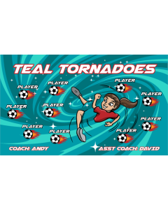 Teal Tornadoes Soccer 13oz Vinyl Team Banner E-Z Order