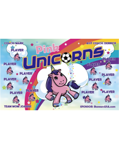 Pink Unicorns Soccer 13oz Vinyl Team Banner E-Z Order