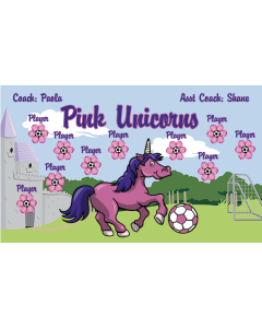 Pink Unicorns Soccer 13oz Vinyl Team Banner E-Z Order