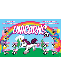 Unicorns Soccer 13oz Vinyl Team Banner E-Z Order