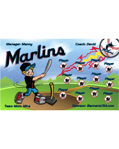 Marlins Baseball 13oz Vinyl Team Banner E-Z Order