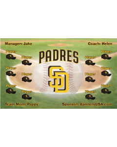Padres Baseball 13oz Vinyl Team Banner E-Z Order