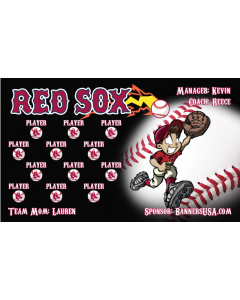 Red Sox Baseball 13oz Vinyl Team Banner E-Z Order