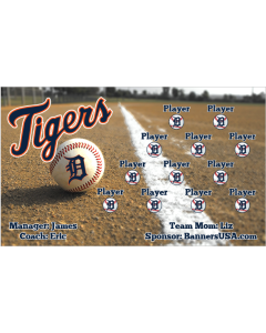 Tigers Baseball 13oz Vinyl Team Banner E-Z Order