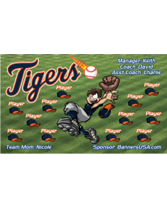 Tigers Baseball 13oz Vinyl Team Banner E-Z Order