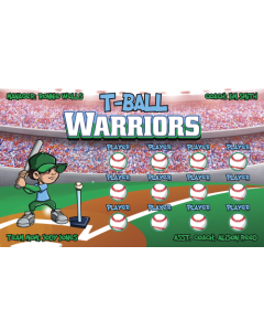 T-Ball Warriors Baseball 13oz Vinyl Team Banner E-Z Order