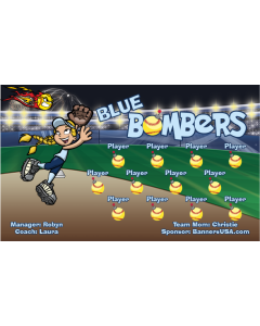 Blue Bombers Softball 13oz Vinyl Team Banner E-Z Order
