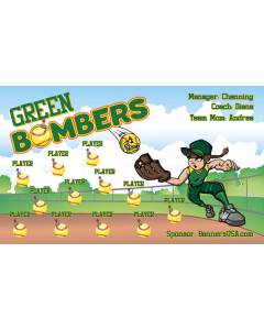 Green Bombers Softball 13oz Vinyl Team Banner E-Z Order