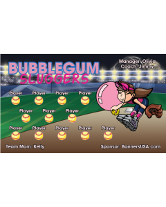 Bubblegum Sluggers Softball 13oz Vinyl Team Banner E-Z Order