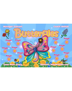 Butterflies Softball 13oz Vinyl Team Banner E-Z Order