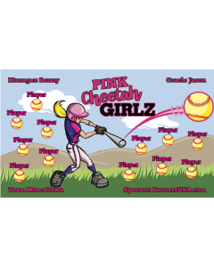 Pink Cheetah Girlz Softball 13oz Vinyl Team Banner E-Z Order