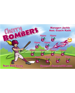 Cherry Bombers Softball 13oz Vinyl Team Banner E-Z Order