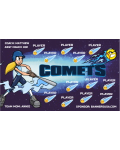 Comets Softball 13oz Vinyl Team Banner E-Z Order