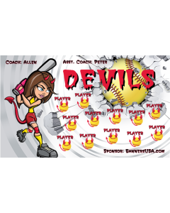 Devils Softball 13oz Vinyl Team Banner E-Z Order