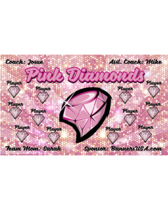 Pink Diamonds Softball 13oz Vinyl Team Banner E-Z Order