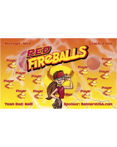 Red Fireballs Softball 13oz Vinyl Team Banner E-Z Order