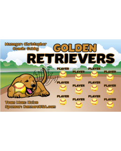 Golden Retrievers Softball 13oz Vinyl Team Banner E-Z Order