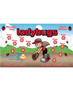 Ladybugs Softball 13oz Vinyl Team Banner E-Z Order