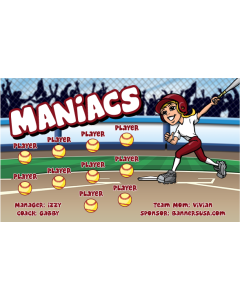 Maniacs Softball 13oz Vinyl Team Banner E-Z Order