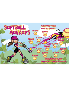 Softball Monkeys Softball 13oz Vinyl Team Banner E-Z Order