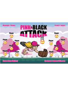 Pink & Black Attack Softball 13oz Vinyl Team Banner E-Z Order