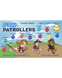 Paw Patrollers Softball 13oz Vinyl Team Banner E-Z Order