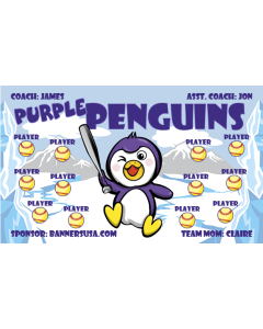 Purple Penguins Softball 13oz Vinyl Team Banner E-Z Order