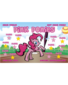 Pink Ponies Softball 13oz Vinyl Team Banner E-Z Order