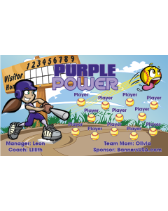 Purple Power Softball 13oz Vinyl Team Banner E-Z Order