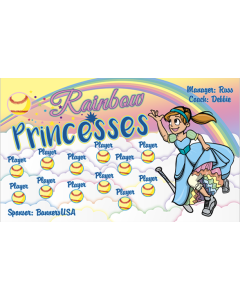 Rainbow Princesses Softball 13oz Vinyl Team Banner E-Z Order