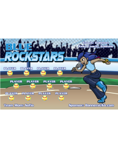 Blue Rock Stars Softball 13oz Vinyl Team Banner E-Z Order