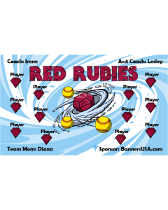 Red Rubies Softball 13oz Vinyl Team Banner E-Z Order