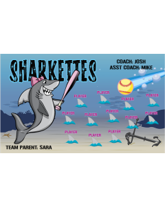 Sharkettes Softball 13oz Vinyl Team Banner E-Z Order