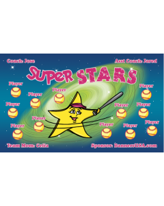 Super Stars Softball 13oz Vinyl Team Banner E-Z Order