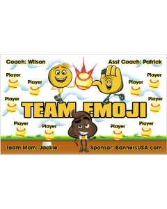 Team Emoji Softball 13oz Vinyl Team Banner E-Z Order