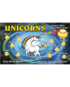 Unicorns Softball 13oz Vinyl Team Banner E-Z Order