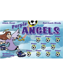 Purple Angels Soccer 9oz Fabric Team Banner DIY Live Designer