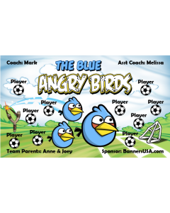 Blue Angry Birds Soccer 9oz Fabric Team Banner DIY Live Designer