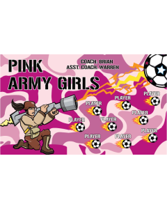 Pink Army Girls Soccer 9oz Fabric Team Banner DIY Live Designer