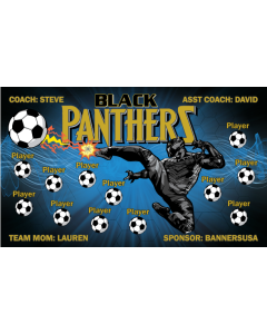 Black Panthers Soccer 9oz Fabric Team Banner DIY Live Designer
