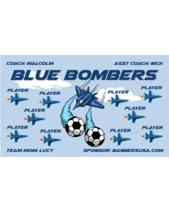 Blue Bombers Soccer 9oz Fabric Team Banner DIY Live Designer