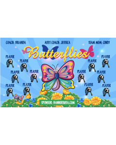 Butterflies Soccer 9oz Fabric Team Banner DIY Live Designer