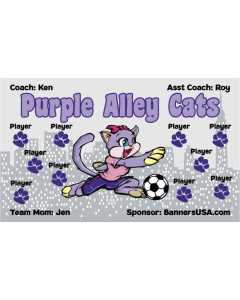 Purple Alley Cats Soccer 9oz Fabric Team Banner DIY Live Designer