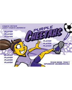 Purple Cheetahs Soccer 9oz Fabric Team Banner DIY Live Designer