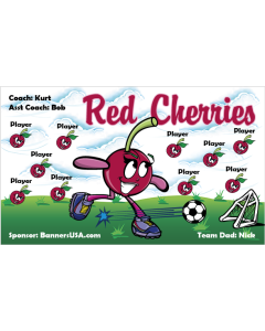 Red Cherries Soccer 9oz Fabric Team Banner DIY Live Designer
