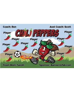 Chili Peppers Soccer 9oz Fabric Team Banner DIY Live Designer