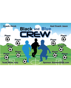 Black and Blue Crew Soccer 9oz Fabric Team Banner DIY Live Designer